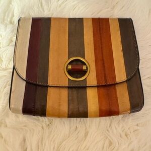 Tory Burch Alastair Striped Eel Skin Clutch